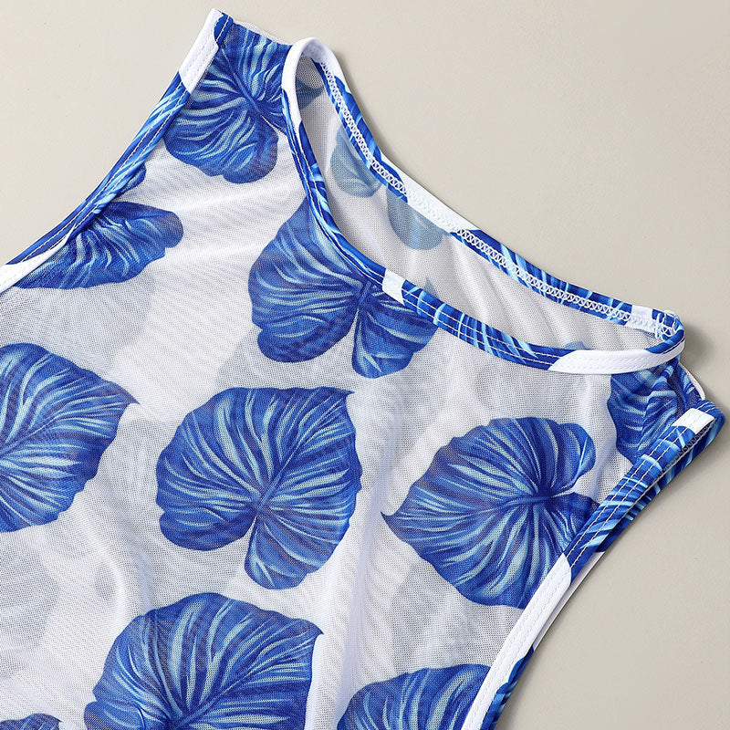 Ladies' maxi dress with thematic leaf pattern Mune Fashion
