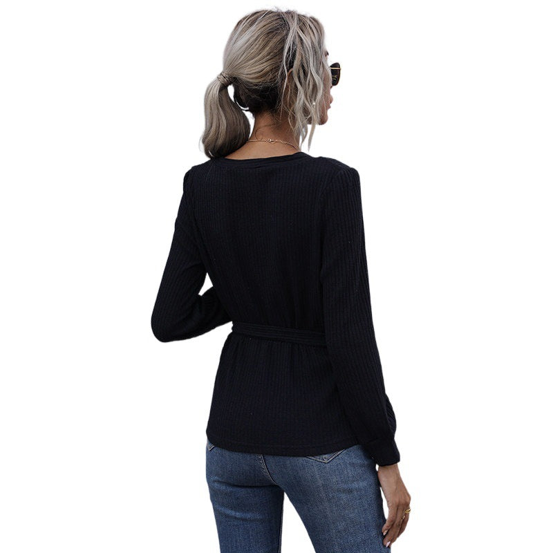 Women's Wrap Top with Long Sleeves Mune Fashion