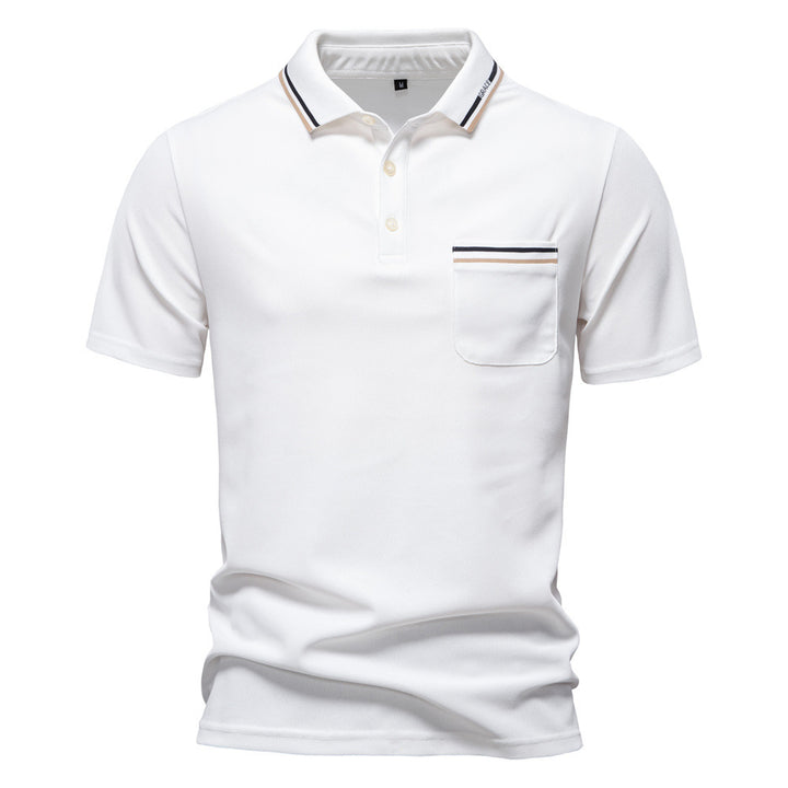Men's modern polo shirt with patch chest pocket and contrasting trim on the polo collar Mune Fashion