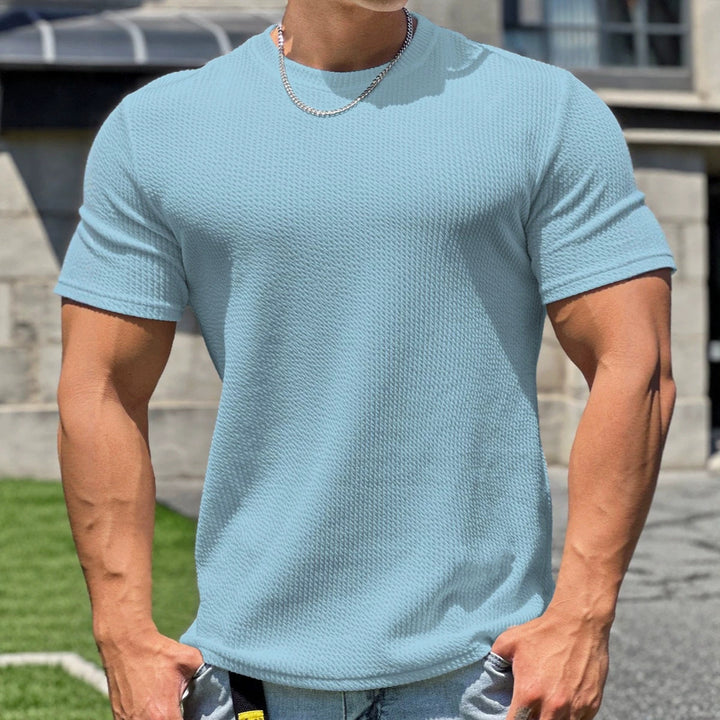 Men's structured t-shirt in slim fit with round neck Drune
