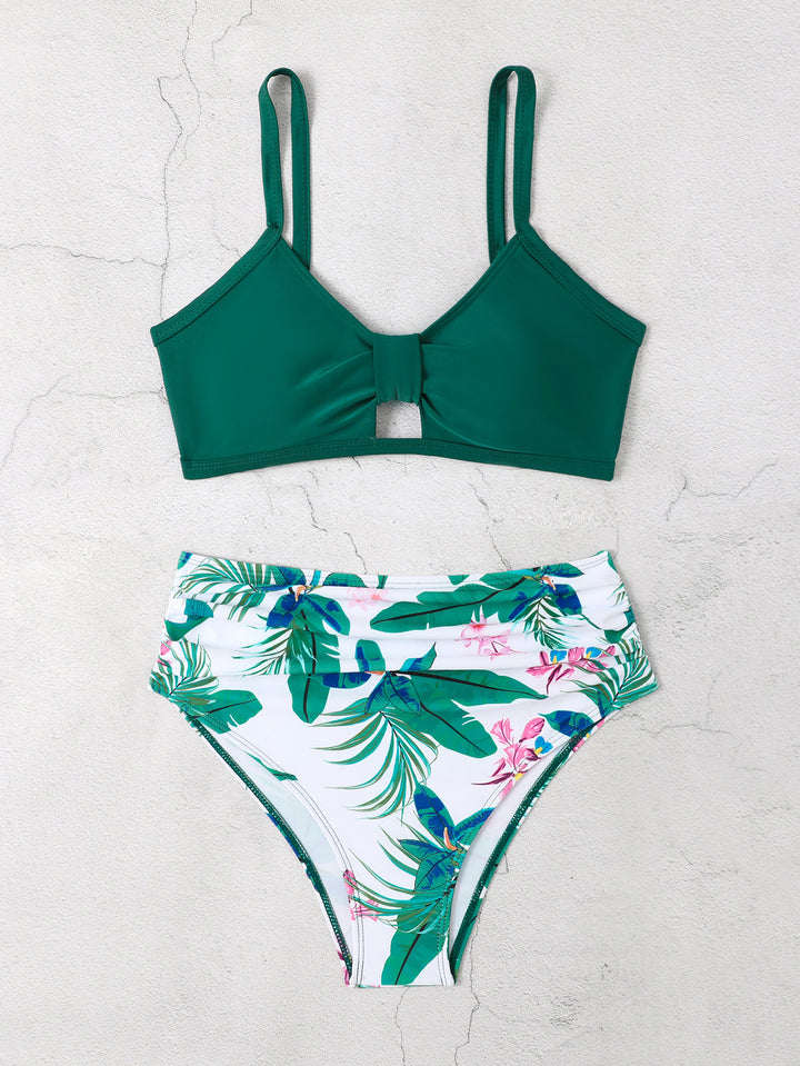 Women’s bikini set with floral high waist and stylish knot Mune Fashion