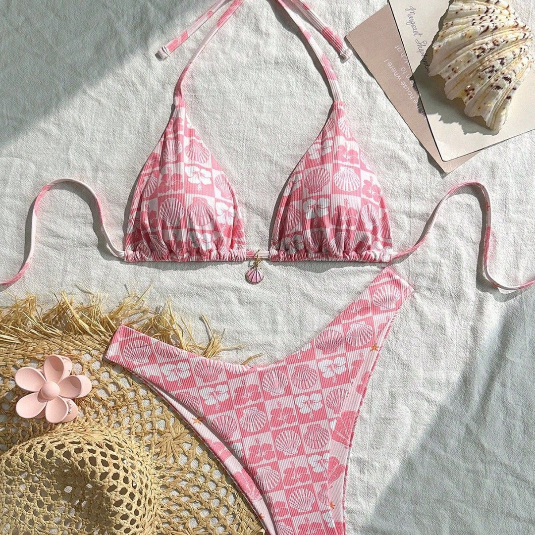 Women Triangle Bikini with maritime shell pattern Mune Fashion