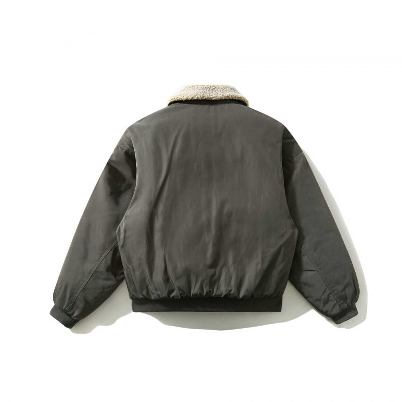 Men's short cut padded bomber jacket with teddy collar and utility arm pocket Mune Fashion