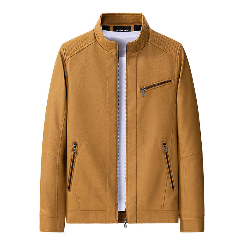 Men's fashionable leather jacket with quilted details Mune Fashion
