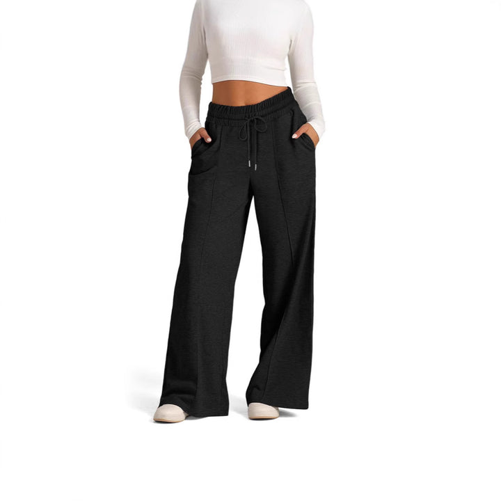 Women wide High-Waist Palazzo lounge pants with elastic comfort waistband and drawstring Mune Fashion