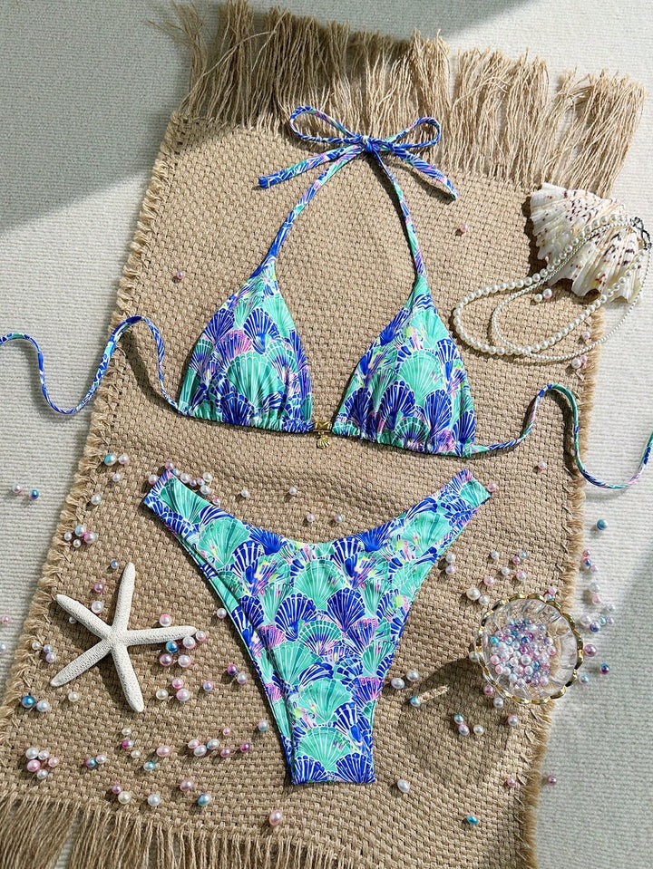 Women Triangle Bikini with Floral Patterns Mune Fashion