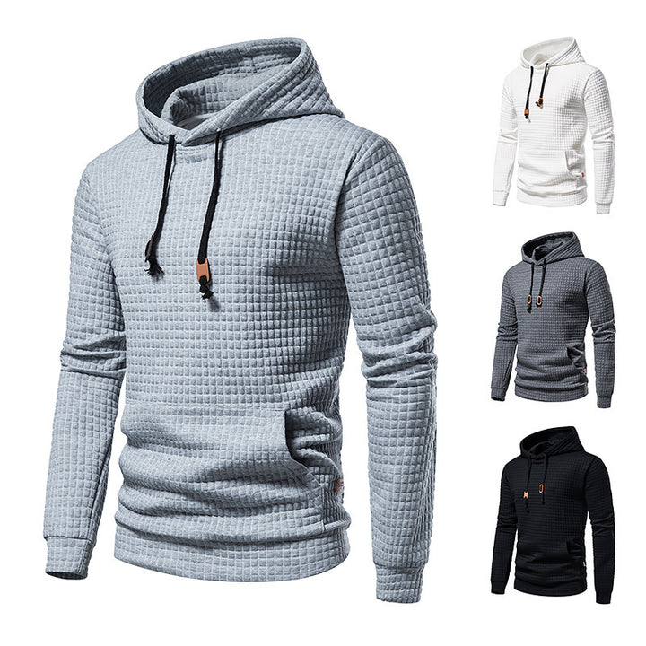 Men's structured hoodie with padded check quilted texture and kangaroo pocket Mune Fashion