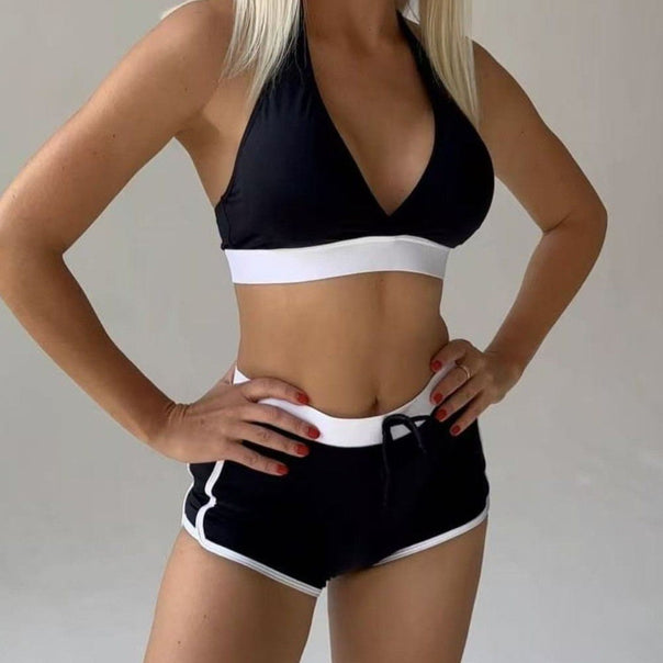 Women's sporty bikini set with high-cut bottoms and fashionable halter top Mune Fashion