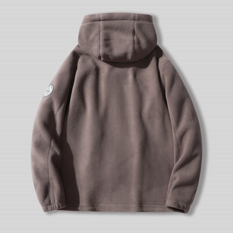 Men's fleece hooded jacket with teddy lining, full zip and utility pockets Mune Fashion