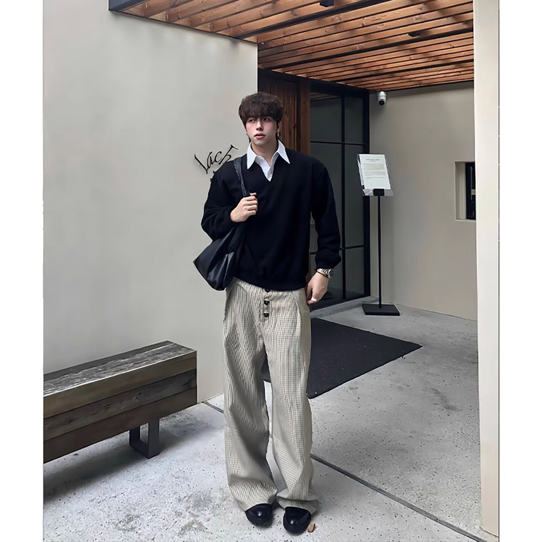 Men's fashionable oversized sweater with V-neck Mune Fashion