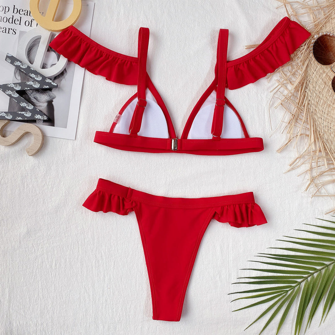 Women Triangular Bikini with playful ruffle details Mune Fashion