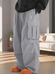 Men's Baggy Cargo Pants in Oversized Utility Style with Elastic Waistband & Multiple Pockets Mune Fashion