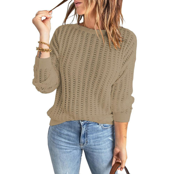 Women's Loose Knit Sweater with Round Neck and Ribbed Cuffs Mune Fashion