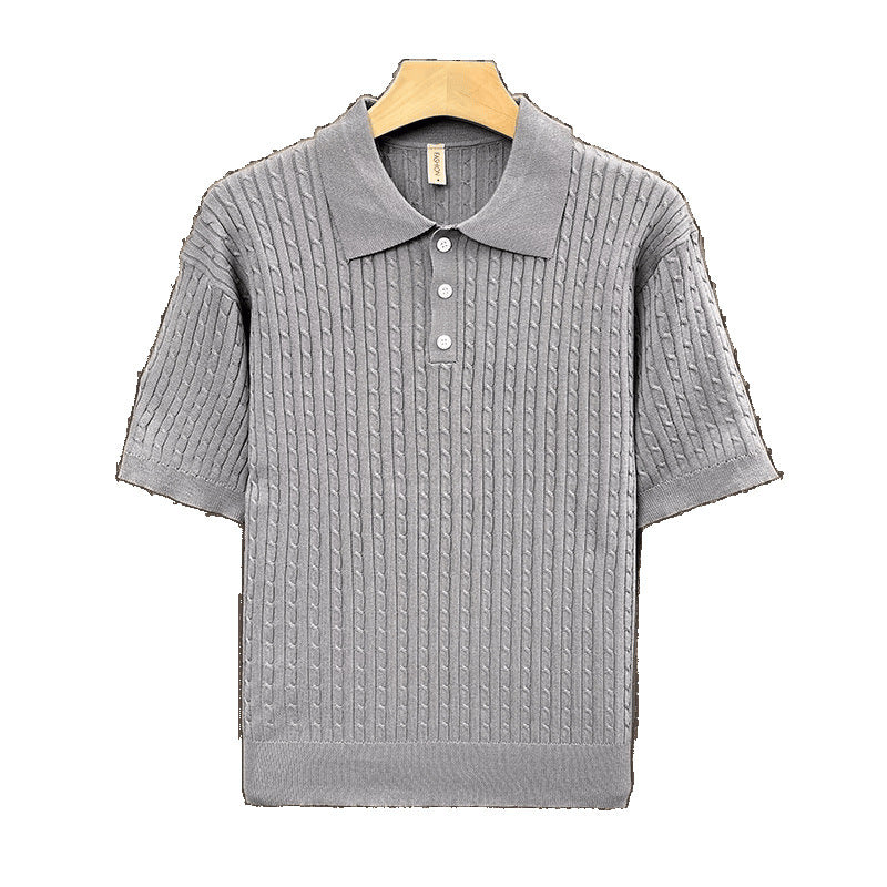 Men's Fashion Knit Polo Shirt with Textured Design Mune Fashion