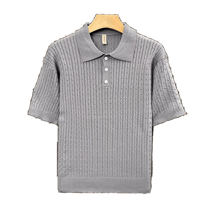 Men's Fashion Knit Polo Shirt with Textured Design Mune Fashion