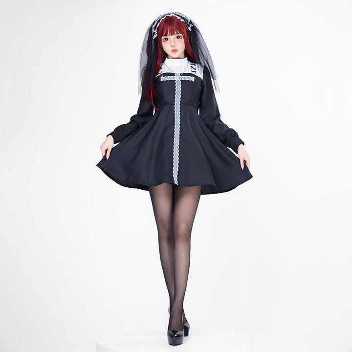 Women Playful Romantic Maid Dress with Ruffles and Bows Mune Fashion