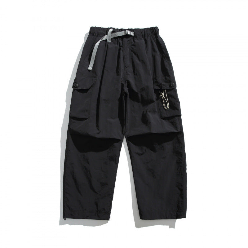 Men's Utility Cargo Pants with Wide Leg, Elastic Waistband and Multiple Pockets Mune Fashion
