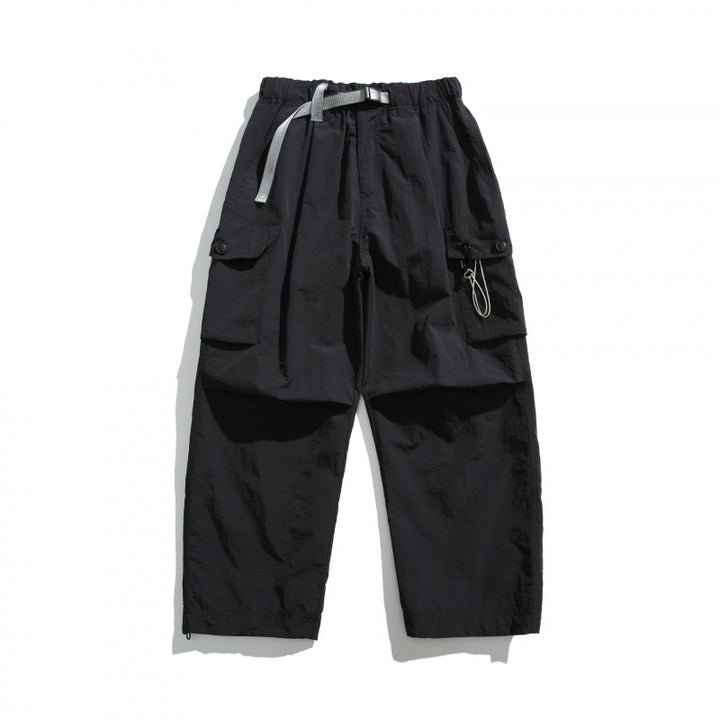Men's Utility Cargo Pants with Wide Leg, Elastic Waistband and Multiple Pockets Mune Fashion