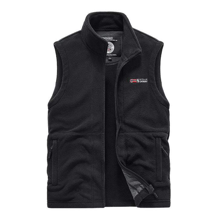 Men's fleece vest with high collar and practical pockets Mune Fashion