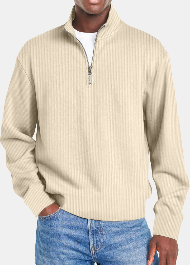 Men's ribbed troyer pullover with half zip and stand-up collar Mune Fashion