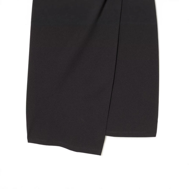 Women’s wrap dress with draping, lateral ornamental button placket and V-neck Mune Fashion