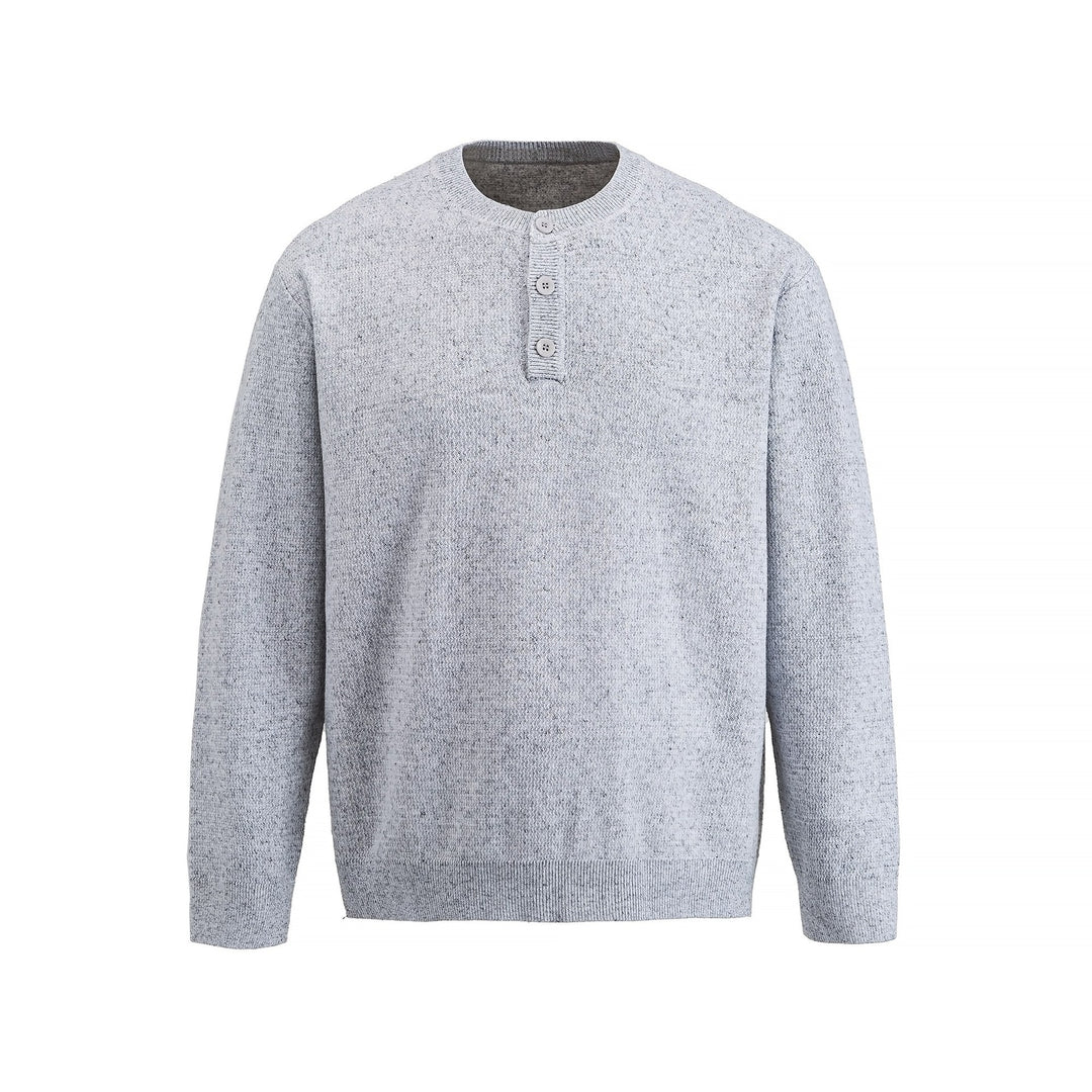 Men's Structured Henley Knit Sweater with Triple Button Placket Mune Fashion