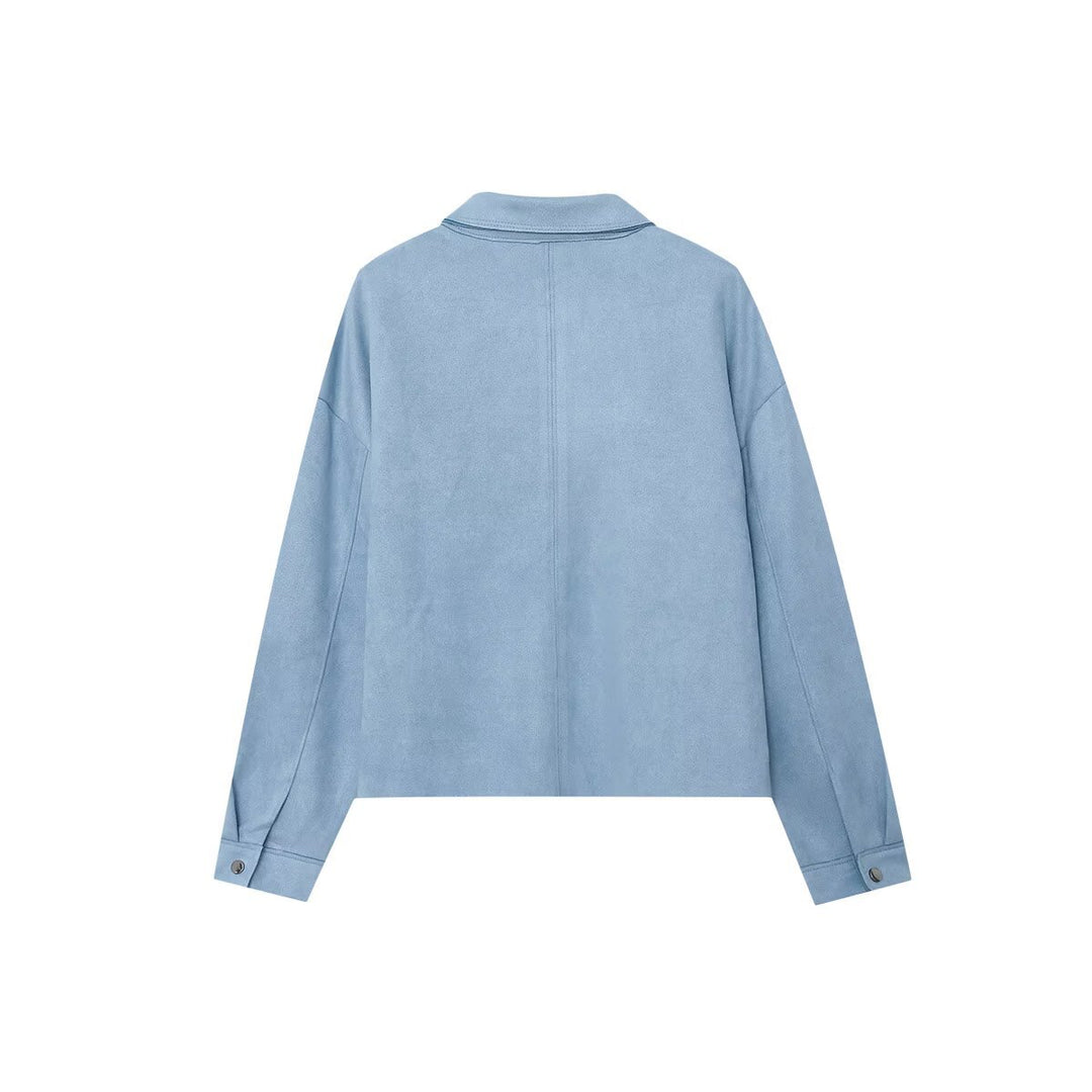 Women's cropped overshirt jacket made of textured canvas with patch chest pockets Mune Fashion
