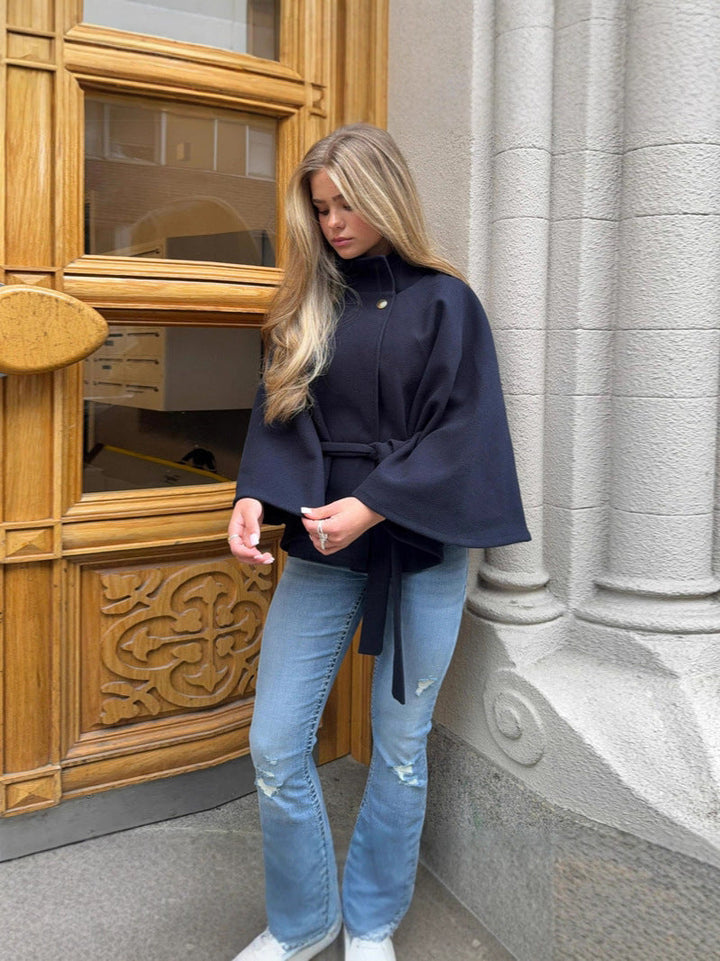 Women's Modern Cape with Waist Belt Mune