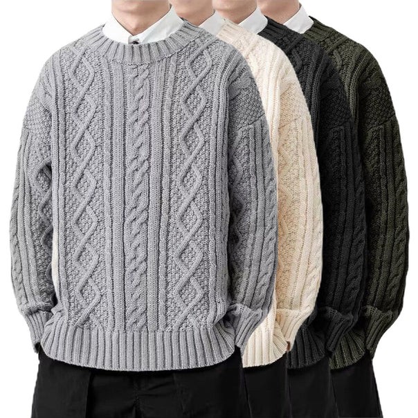 Men's chunky knit sweater with cable pattern Mune Fashion