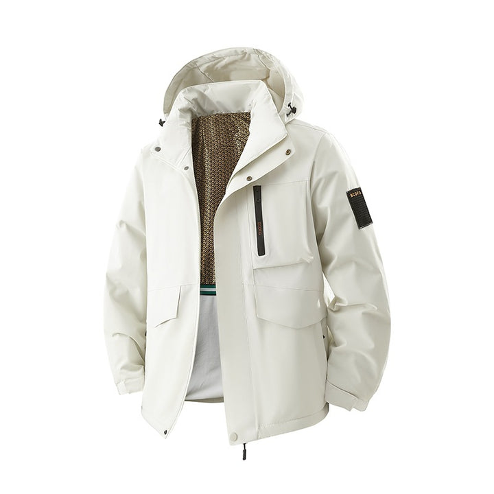 Men's Waterproof Outdoor Multifunction Jacket with Hood & Fleece Lining Mune Fashion