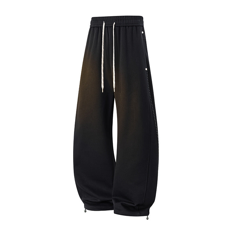 Men's Oversize Baggy Sweatpants with Drawstring, Side Snap Button Placket & Adjustable Leg Openings Mune Fashion