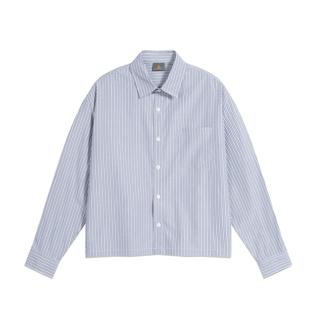 Men's Oversized Shirt made of Cotton Poplin with Pinstripes and Chest Pocket Mune Fashion