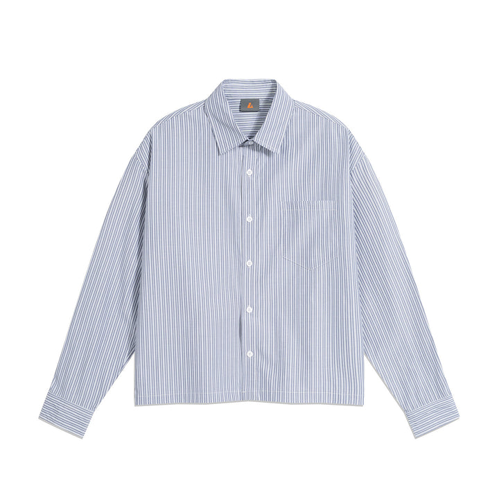 Men's Oversized Shirt made of Cotton Poplin with Pinstripes and Chest Pocket Mune Fashion