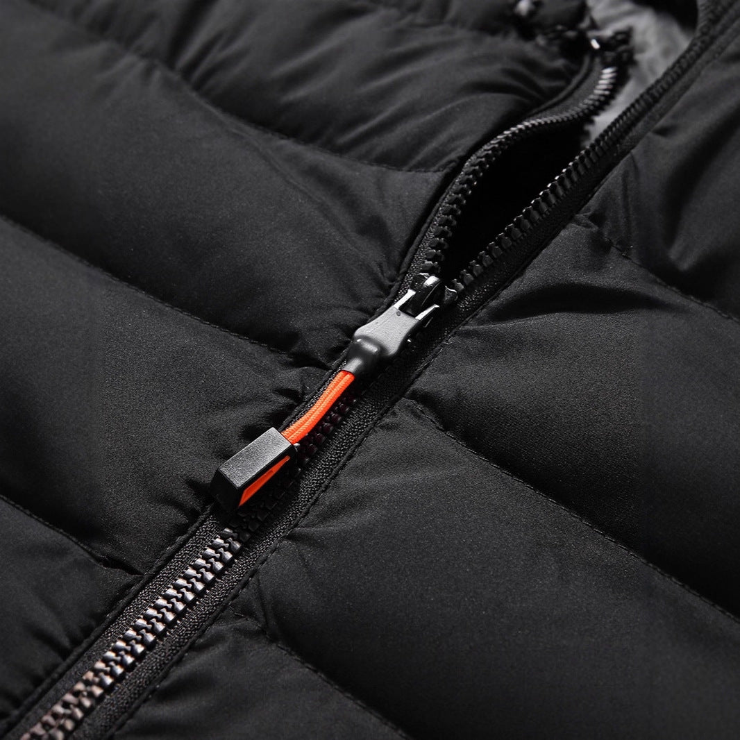 Men's Sleeveless Thermo Utility Vest with Quilted Chevron Structure, Hood and Two-Way Zipper Mune Fashion