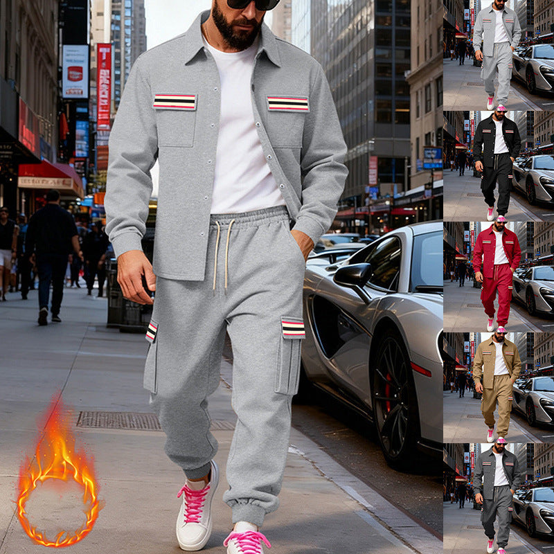 Men's Urban Two-Piece Utility Jogging Set with Overshirt and Cargo Pants Mune Fashion