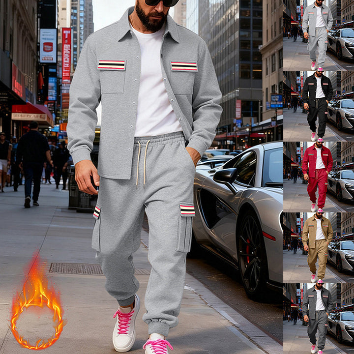 Men's Urban Two-Piece Utility Jogging Set with Overshirt and Cargo Pants Mune Fashion