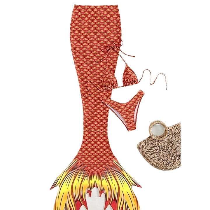 Women Mermaid Bikini with Shimmering Tail Fish Pattern Mune Fashion
