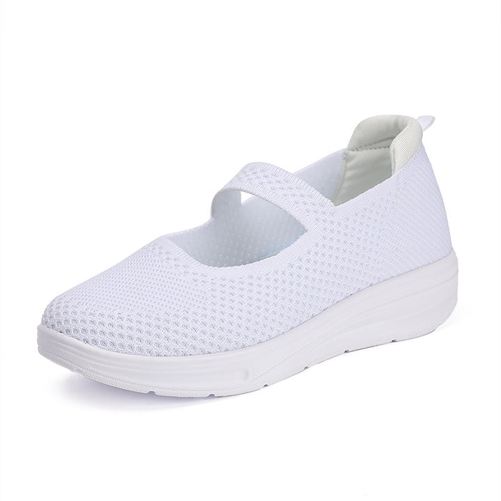 Women's knitted Mary Jane comfort slippers with elastic strap and cushioned outsole Mune Fashion