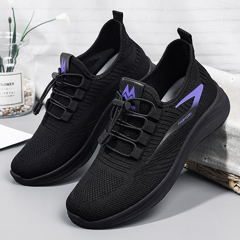 Ladies' lightweight knit sneakers with quick closure, breathable sock construction and shock-absorbing EVA sole Mune Fashion