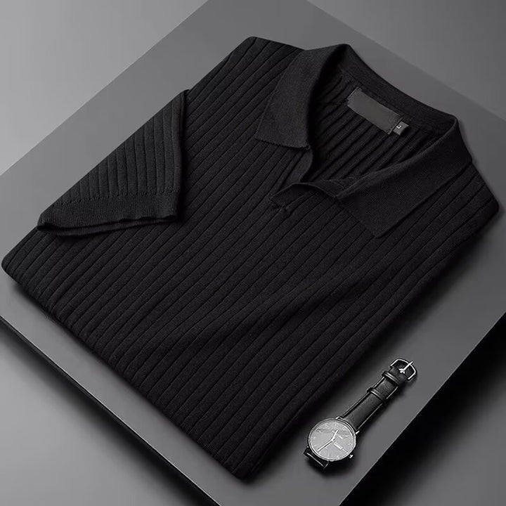Men's Elegant Polo Shirt with Ribbed Structure Mune Fashion