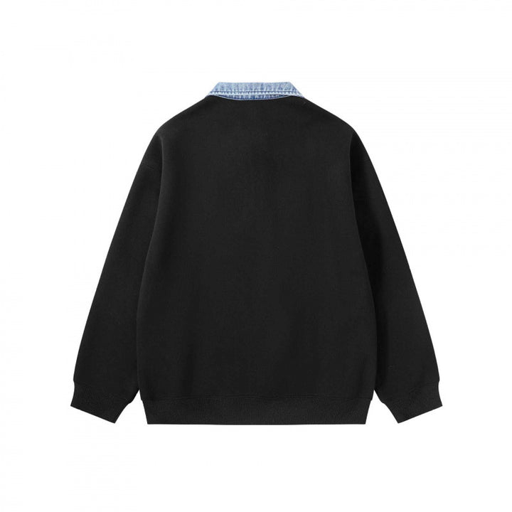 Unisex Oversize-Halfzip-Sweatshirt with contrasting denim collar Mune Fashion