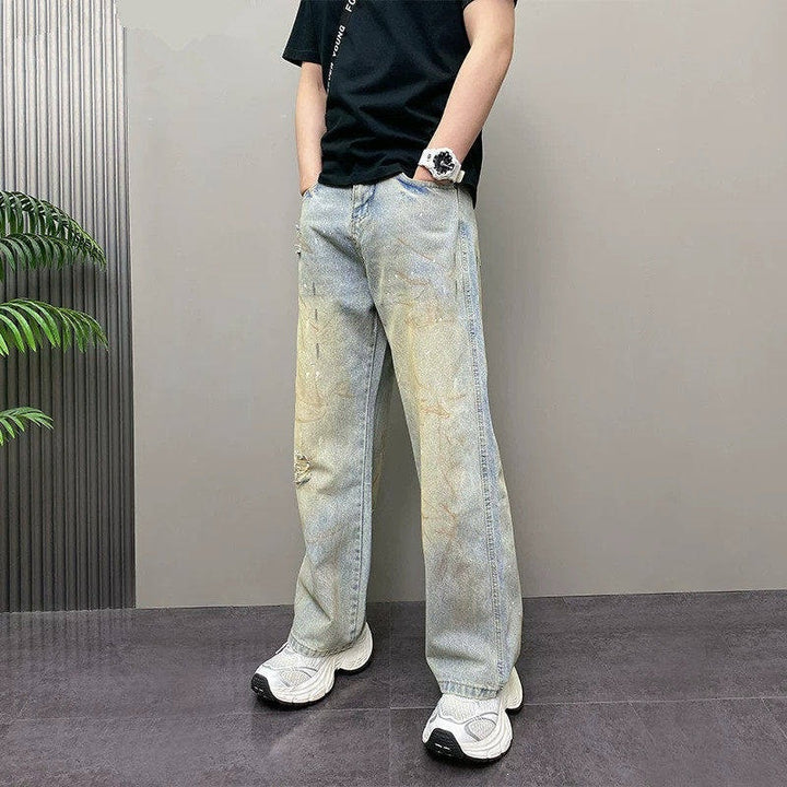 Men's Stylish Baggy Jeans with Creative Washes Mune Fashion