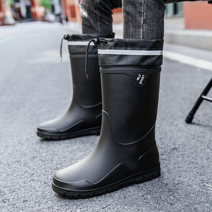 Men's outdoor rubber boots with thermal collar, drawstring closure, and slip-resistant profile sole Mune Fashion