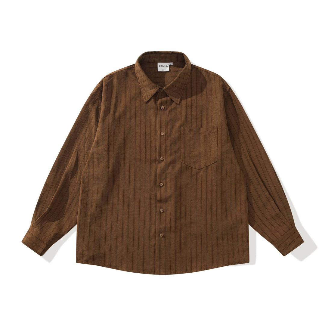 Men's relaxed overshirt in a boxy cut with fine vertical stripes and chest pocket Mune Fashion