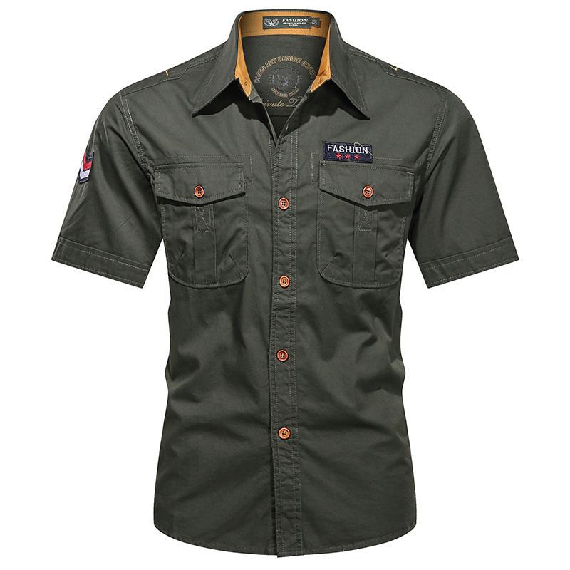 Men's  utility long-sleeve cotton work shirt with dual chest pockets Mune Fashion