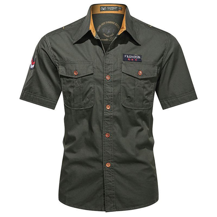 Men's  utility long-sleeve cotton work shirt with dual chest pockets Mune Fashion