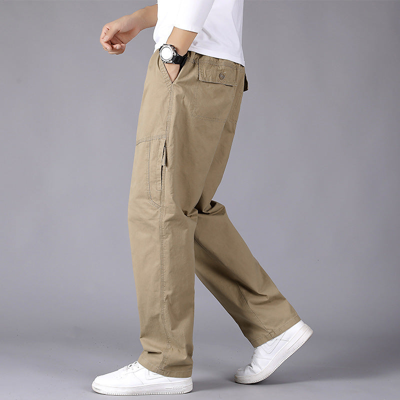 Men's loose-fitting cargo pants with elastic drawstring waistband, knee patches & zip pockets Mune Fashion