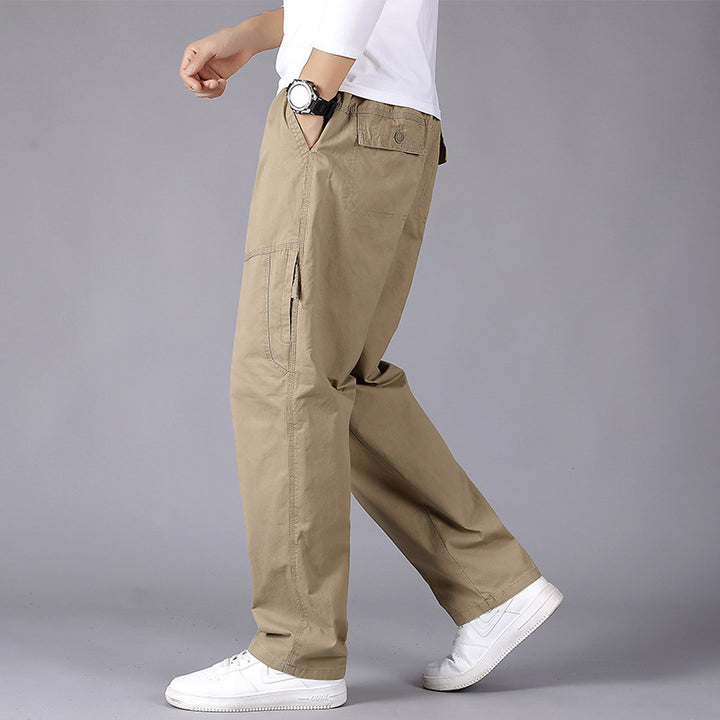 Men's loose-fitting cargo pants with elastic drawstring waistband, knee patches & zip pockets Mune Fashion