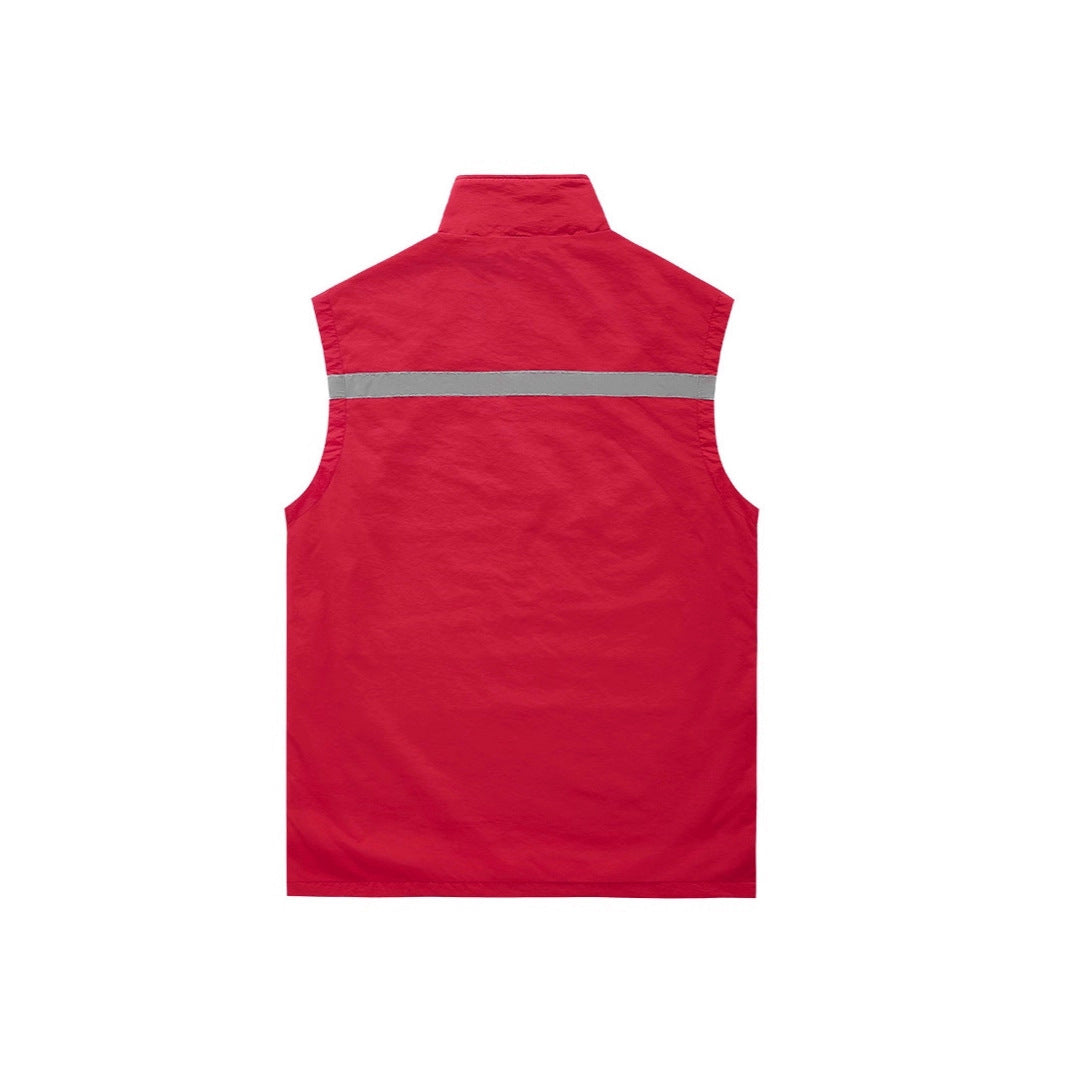 Men's wind and water-repellent reflective work vest with mesh inner lining and zip pockets Mune Fashion
