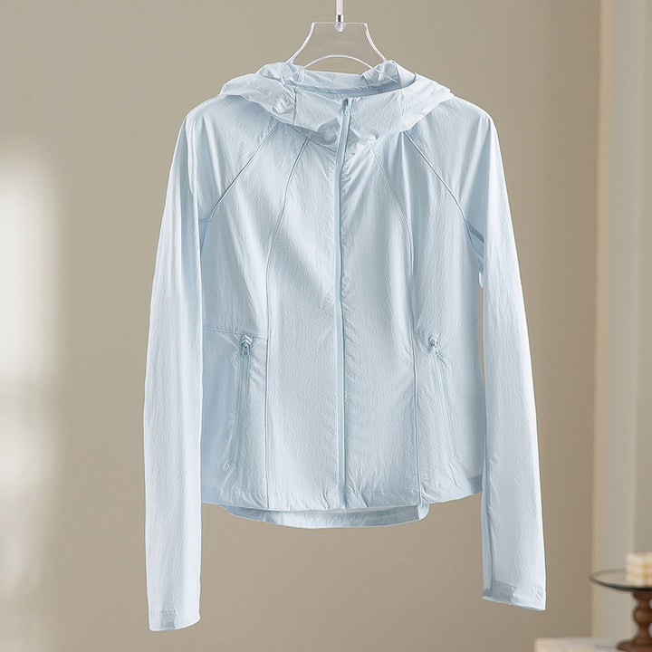 Women's Ultralight Hooded Wind Jacket with Raglan Sleeves and Zipper Pockets Mune Fashion